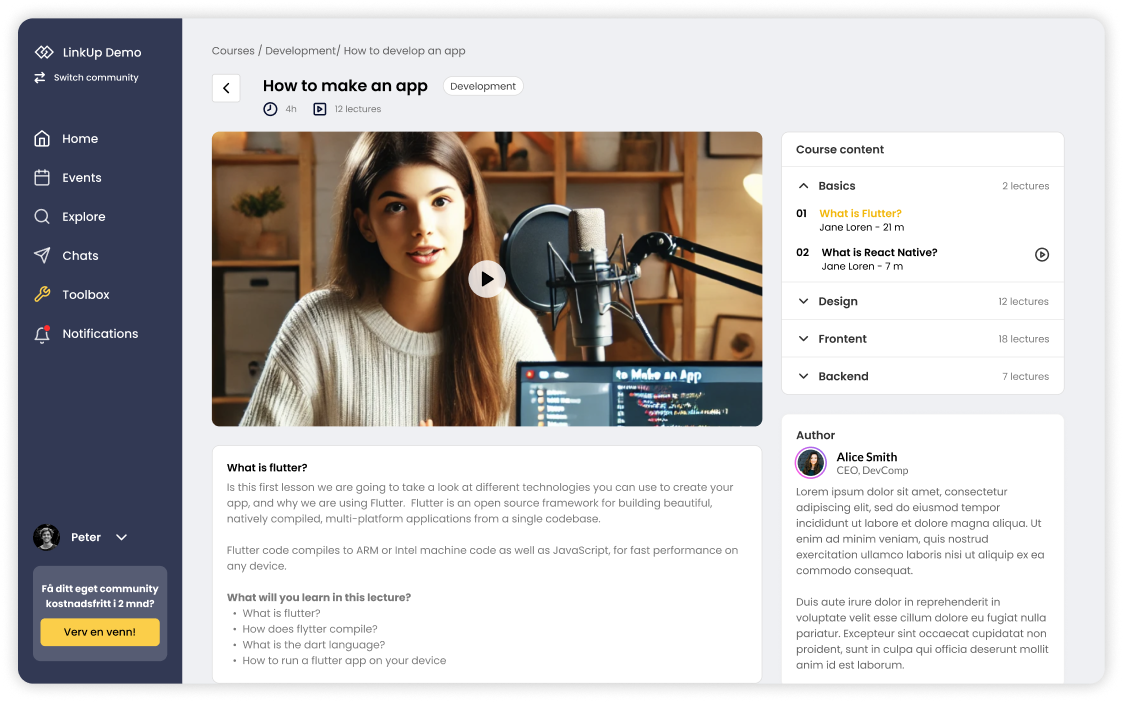 Kurs i LinkUp-webportalen