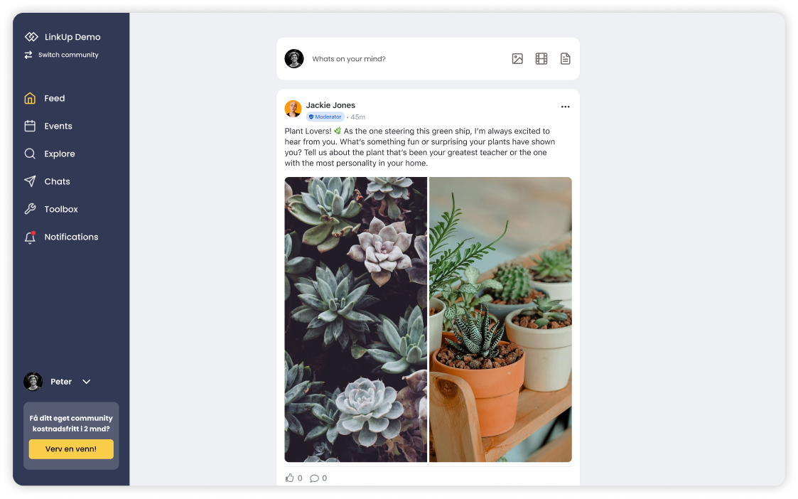 Nyhetsvegg i LinkUp-webportalen