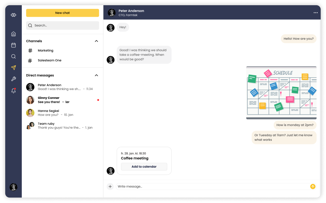 Samtaler og kanaler i LinkUp-webportalen